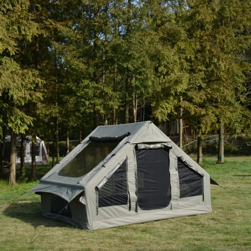 Inflatable Camping Tent Easy Setup 4 Season Glamping Tent with High Performance Inflatable Structure 4-6 Persons Waterproof Windproof Outdoor Self-Supporting Blow up Tent Air Tent Portable House Green-海智集-Default-