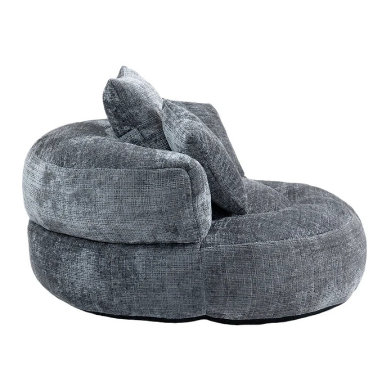 Lazy Sofa Durable Comfort Lounger High Back Bean Bag Chair with Three Pillows, Gray Chenille, 42.52 inches-海智集-Default-