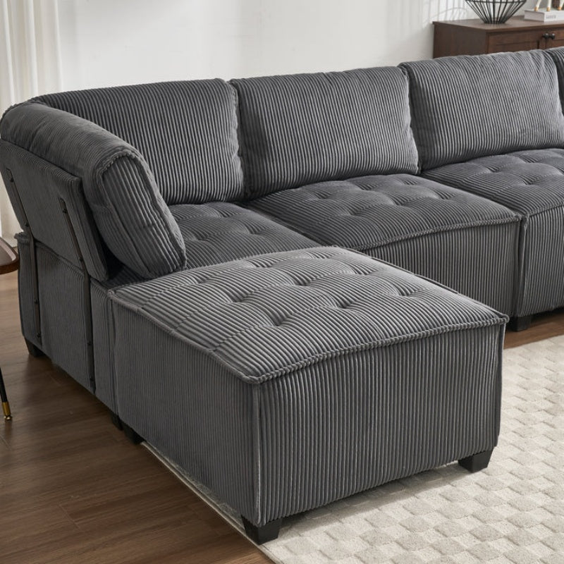 UNITED WE WIN Modular Sectional Sofa U Shaped Modular Couch with Reversible Chaise Modular Sofa Sectional Couch,6- Seat Convertible Sofa,Fit for Living Room-海智集-Default-