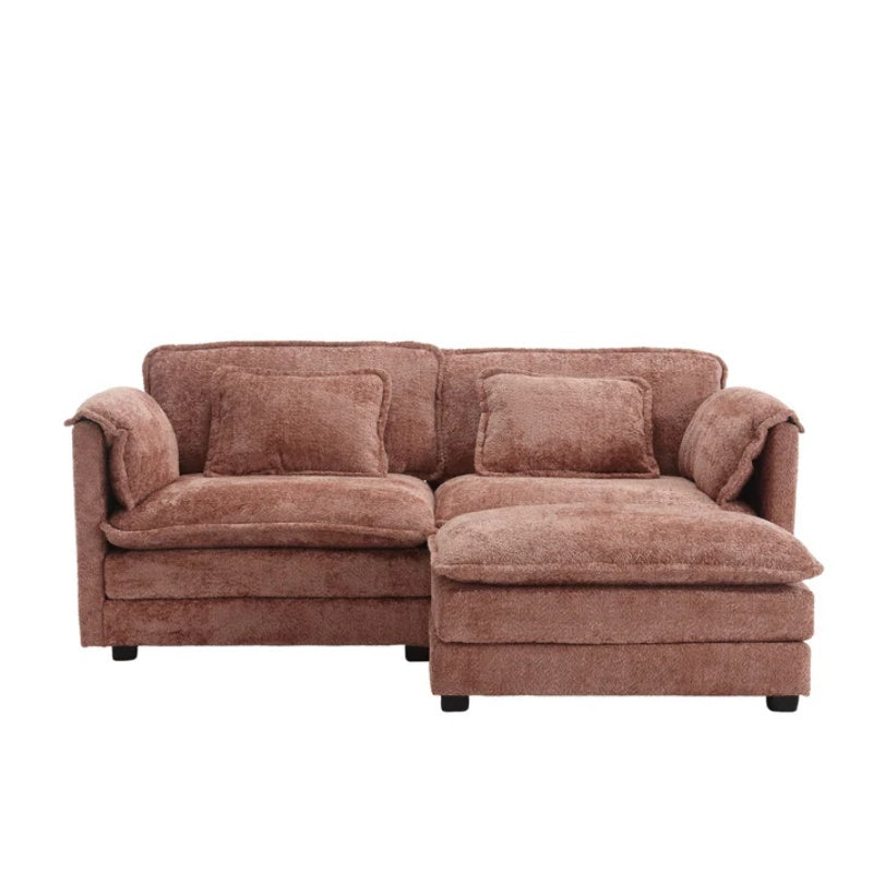UNITED WE WIN Chenille fabric, removable armrests with side pockets, high density sponge filling, oversized double sofa with footstool-海智集-Default-