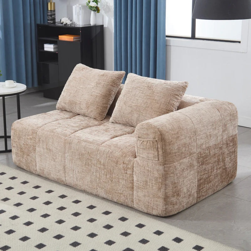 UNITED WE WIN Chenille Loveseat Sofa,Minimalist Modular Couches Sleeper for Living Room Bedroom Apartment Lounge-海智集-Default-