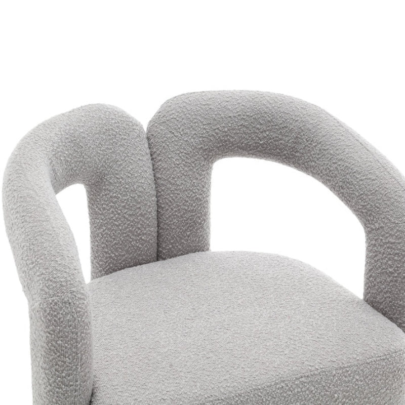 COOLMORE 360 Degree Swivel Cuddle Barrel Accent Chairs, Round Armchairs with Wide Upholstered, Fluffy Fabric Chair for Living Room, Bedroom, Office, Waiting Rooms (Light Gray Boucle)-海智集-Default-