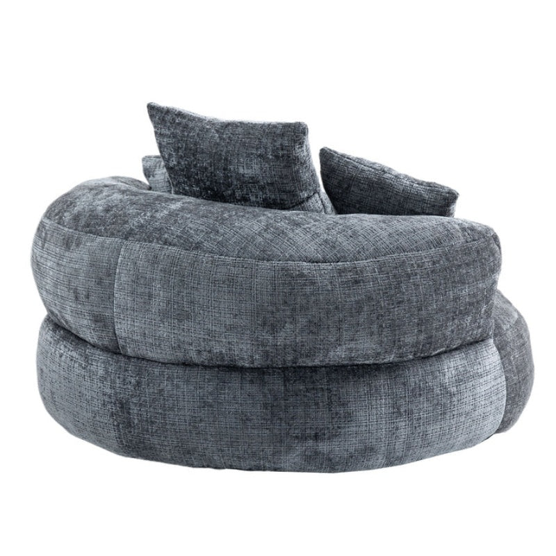 Lazy Sofa Durable Comfort Lounger High Back Bean Bag Chair with Three Pillows, Gray Chenille, 42.52 inches-海智集-Default-