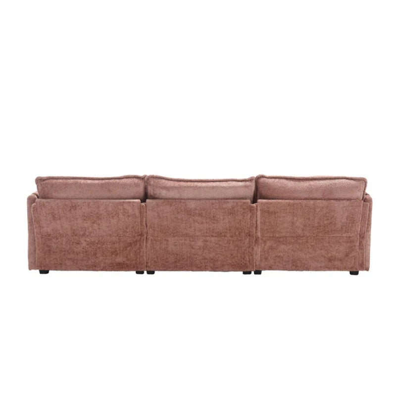 Modern Large L-Shape Sectional Chenille fabric, movable pedals, detachable armrests, oversized three-seat Sofa-海智集-Default-