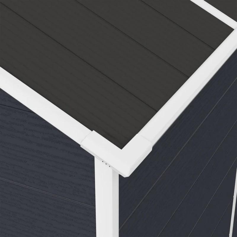 Campcraft 4*8ft resin storage shed, high quality pp material, strong structure, waterproof, rust and UV proof, large storage space, 12mm thick pp board, HD window lighting Dark gray-海智集-Default-
