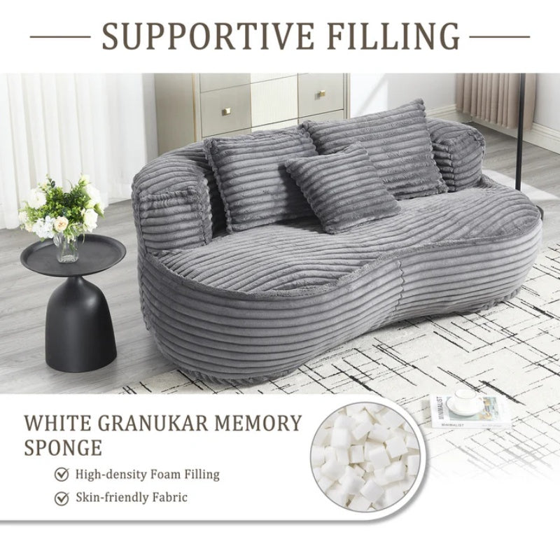 Bean Bag Sofa Lazy Sofa Durable Comfort Lounger High Back Bean Bag Chair Couch for Adults and Kids, Indoor & Outdoor, Dark Gray Corduroy-海智集-Default-