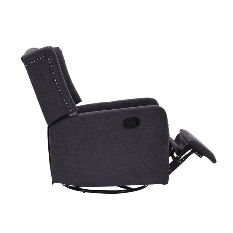 COOLMORE Rocking Recliner Chair,360 Degree Swivel Nursery Rocking Chair,Glider Chair,Modern Small Rocking Swivel Recliner Chair for Bedroom,Living Room Chair Home Theater Seat (Dark Gray)-海智集-Default-