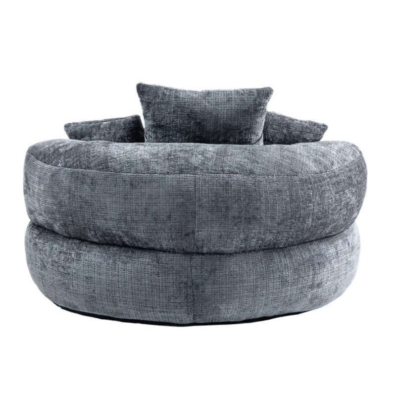 Lazy Sofa Durable Comfort Lounger High Back Bean Bag Chair with Three Pillows, Gray Chenille, 42.52 inches-海智集-Default-