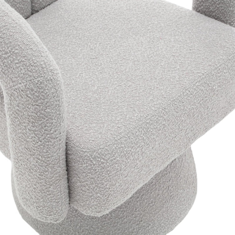 COOLMORE 360 Degree Swivel Cuddle Barrel Accent Chairs, Round Armchairs with Wide Upholstered, Fluffy Fabric Chair for Living Room, Bedroom, Office, Waiting Rooms (Light Gray Boucle)-海智集-Default-