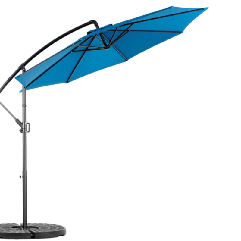 Best Choice Products 10ft Offset Hanging Market Patio Umbrella w/Easy Tilt Adjustment, Polyester Shade, 8 Ribs for Backyard, Poolside - ( Dark blue ) (No Base)-海智集-Default-