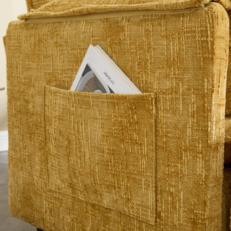 UNITED WE WIN Chenille fabric, solid construction, the overall structure of the sofa is stable, detachable armrests, two foot stools and two-seat sofa with side pockets-海智集-Default-