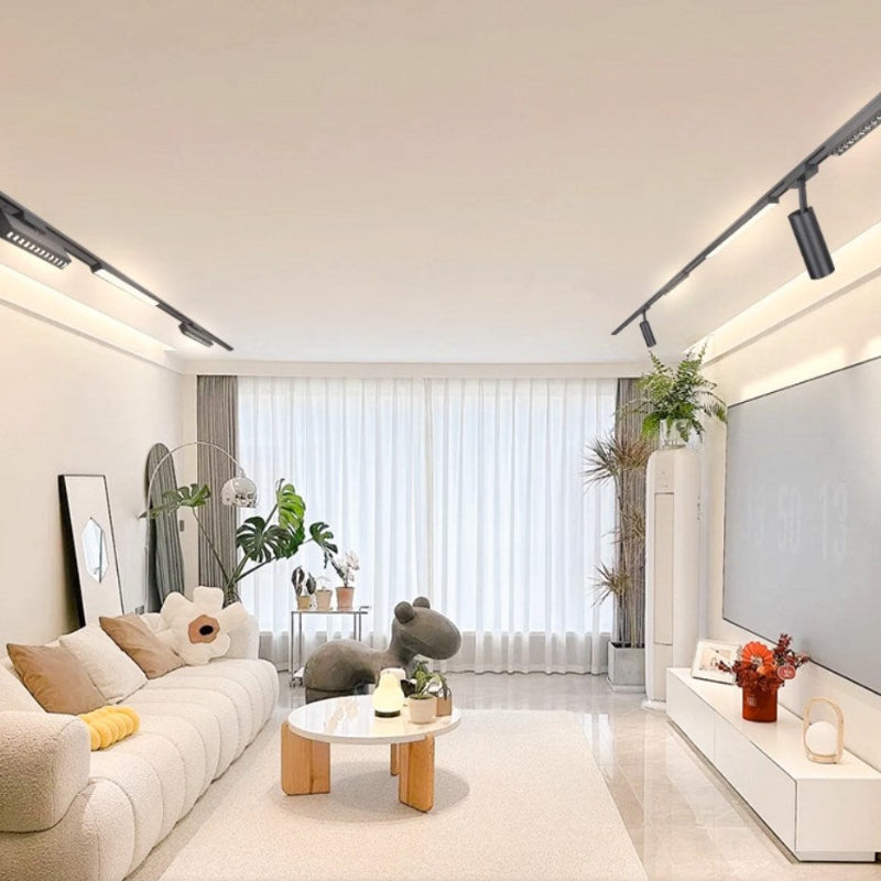 Exposed ultra-thin magnetic track light, ceiling-free home living room lighting, no main light, LED floodlight, grille spotlight-海智集-
