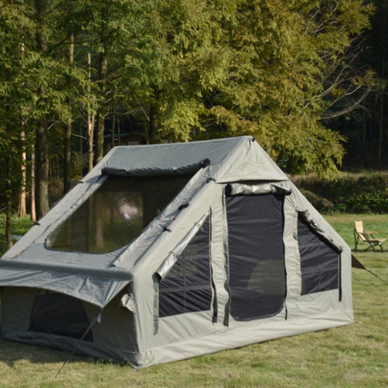 Inflatable Camping Tent Easy Setup 4 Season Glamping Tent with High Performance Inflatable Structure 4-6 Persons Waterproof Windproof Outdoor Self-Supporting Blow up Tent Air Tent Portable House Green-海智集-Default-