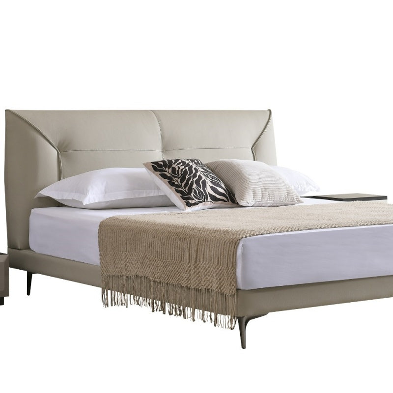 The Perfect Blend of Style & Comfort: Italian Light Luxury Leather Bed-海智集-