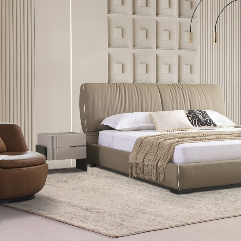 Noise-Free Slatted Base Leather Bed-海智集-
