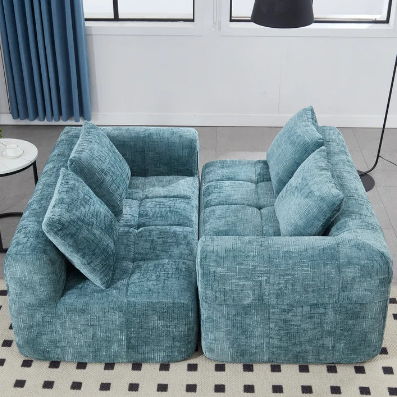 UNITED WE WIN Chenille Loveseat Sofa,Minimalist Modular Couches Sleeper for Living Room Bedroom Apartment Lounge-海智集-Default-