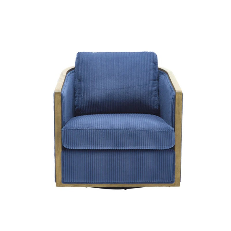 Navy Corduroy Swivel Barrel Chair, Comfortable Accent Sofa with 360 Degree Swivel for Living Room, Nursery, Office-海智集-Default-