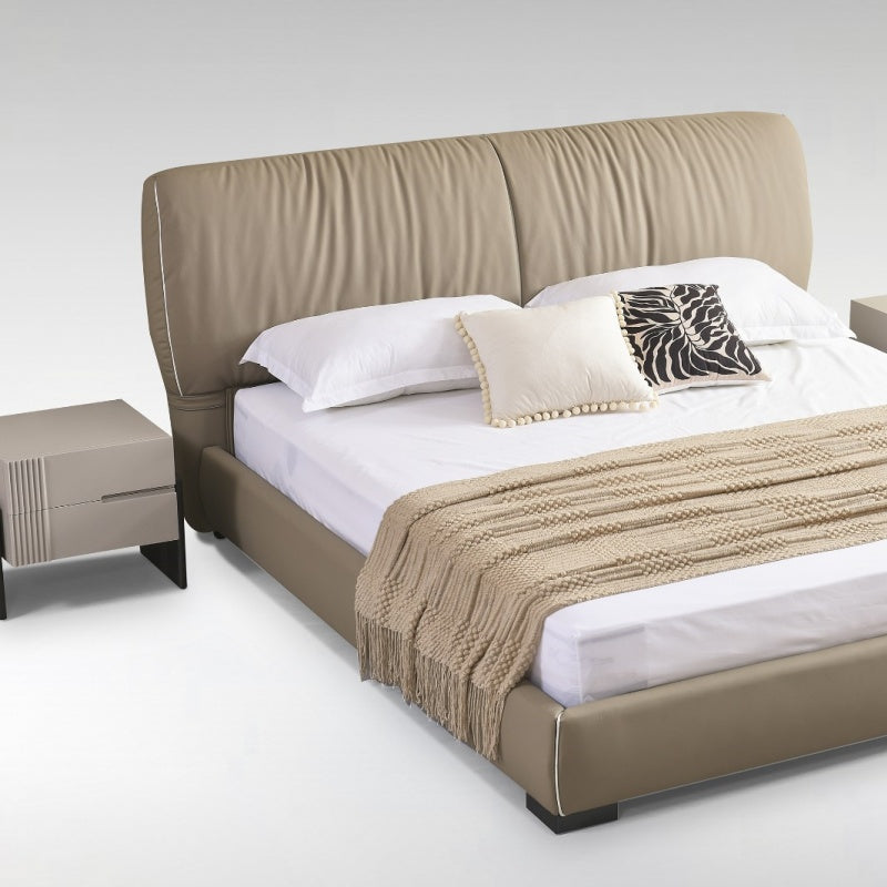 Noise-Free Slatted Base Leather Bed-海智集-