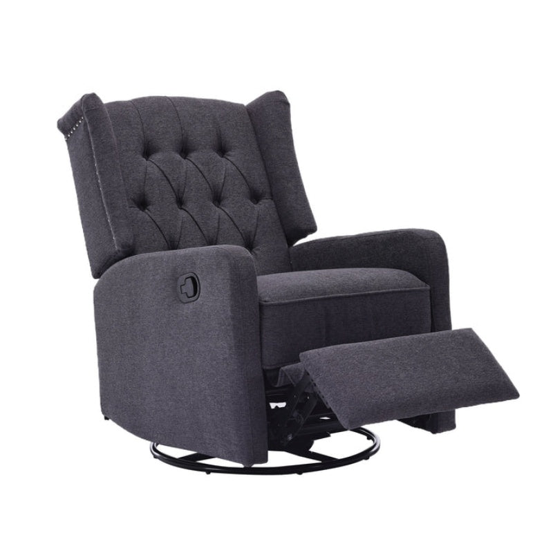 COOLMORE Rocking Recliner Chair,360 Degree Swivel Nursery Rocking Chair,Glider Chair,Modern Small Rocking Swivel Recliner Chair for Bedroom,Living Room Chair Home Theater Seat (Dark Gray)-海智集-Default-
