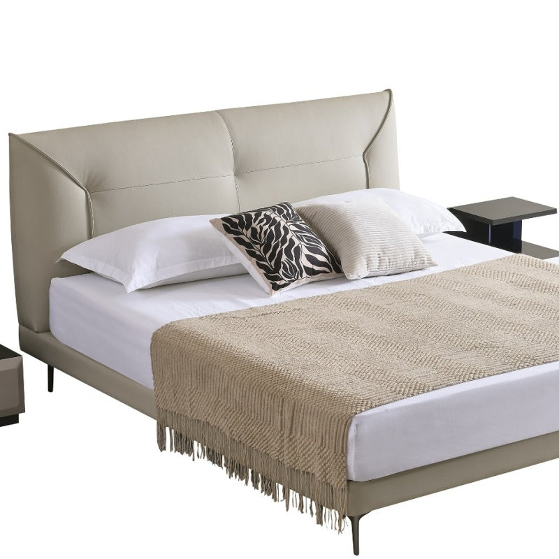 The Perfect Blend of Style & Comfort: Italian Light Luxury Leather Bed-海智集-
