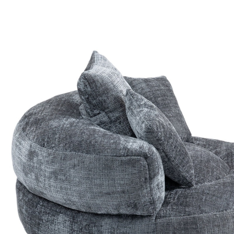 Lazy Sofa Durable Comfort Lounger High Back Bean Bag Chair with Three Pillows, Gray Chenille, 42.52 inches-海智集-Default-