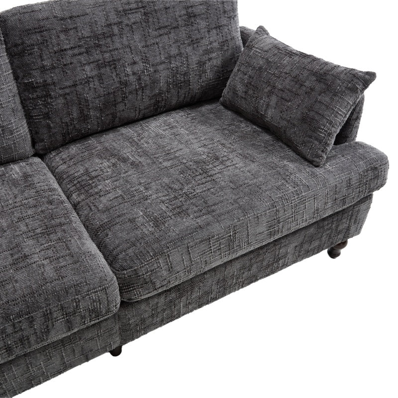 Modern Style Chenille 2-Seater Sofa with LED Light, USB Port, and Storage Bag in Gray-海智集-Default-