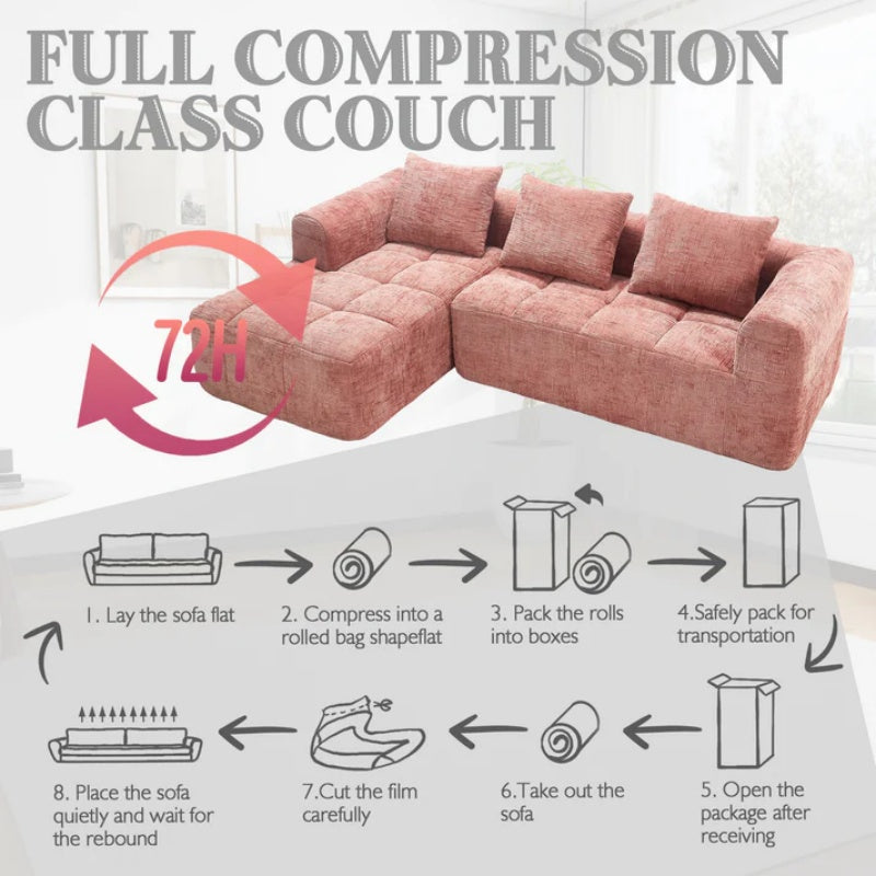 UNITED WE WIN 98.42-inch modular sectional sofa, modern modular L-shaped sofa with chaise longue, equipped with small side pockets and free of compression during installation.-海智集-Default-