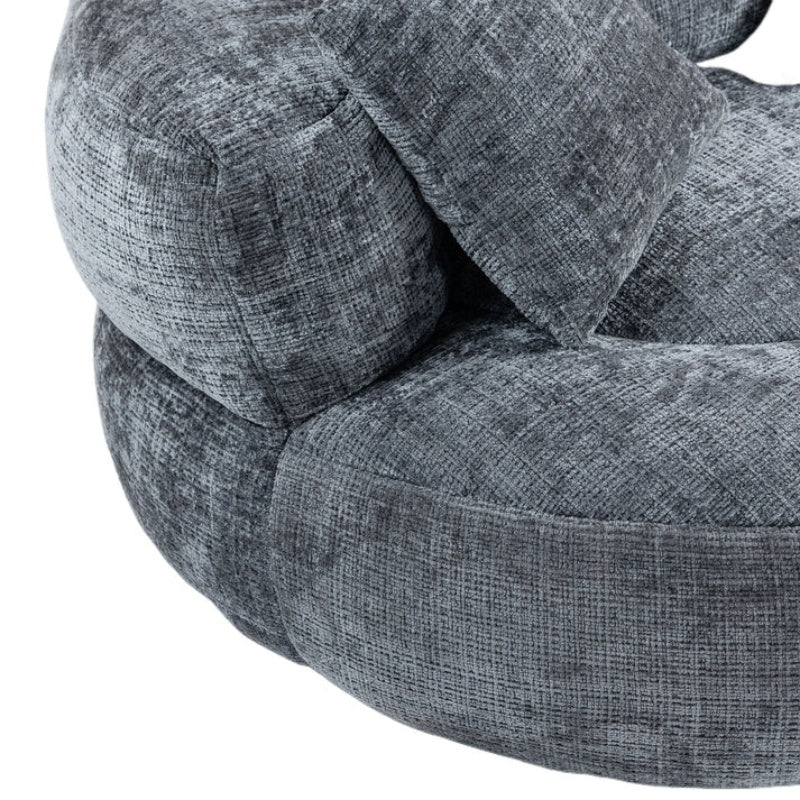 Lazy Sofa Durable Comfort Lounger High Back Bean Bag Chair with Three Pillows, Gray Chenille, 42.52 inches-海智集-Default-