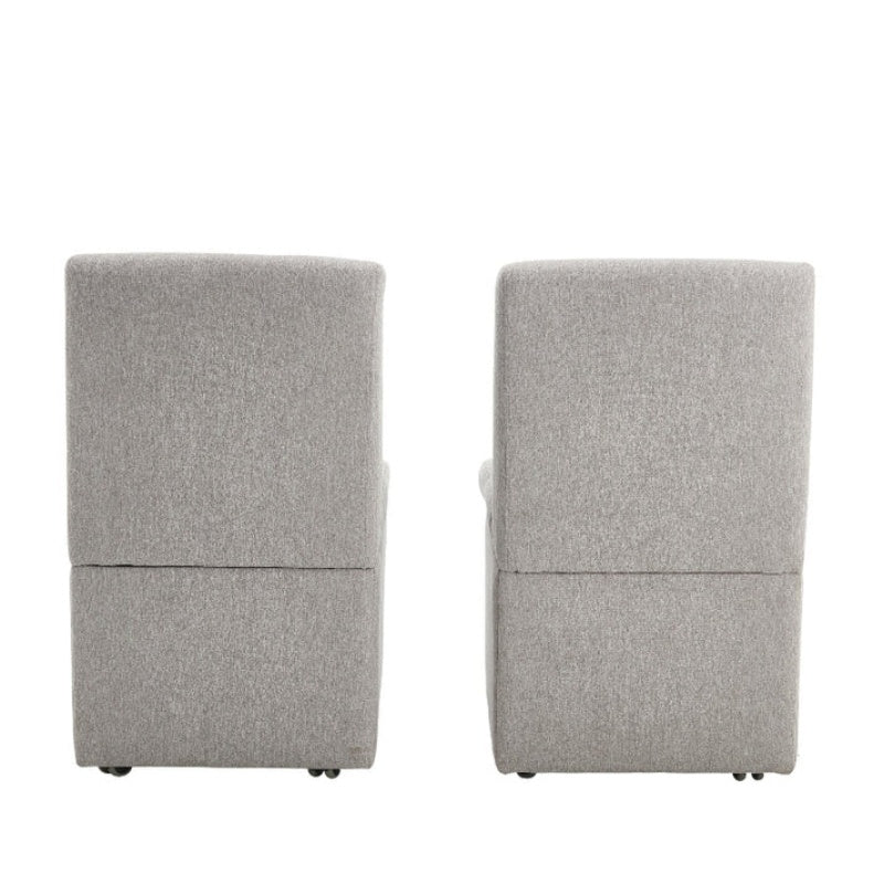 COOLMORE 360 Degree Swivel Upholstered Dining Chairs Set of 2 Swivel Dining Room Chairs Kitchen Chairs Casters & Storage Comfy Modern Rolling Chair for Living Room Fabric Armless Chair-海智集-Default-