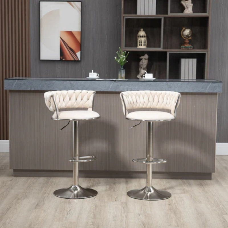 COOLMORE Swivel Bar Stools Set of 2 Adjustable Counter Height Chairs with Footrest for Kitchen, Dining Room 2PC/SET-海智集-Default-