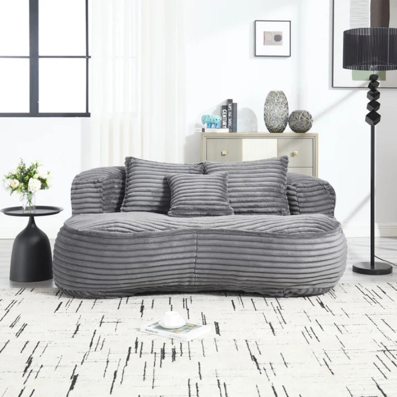 Bean Bag Sofa Lazy Sofa Durable Comfort Lounger High Back Bean Bag Chair Couch for Adults and Kids, Indoor & Outdoor, Dark Gray Corduroy-海智集-Default-