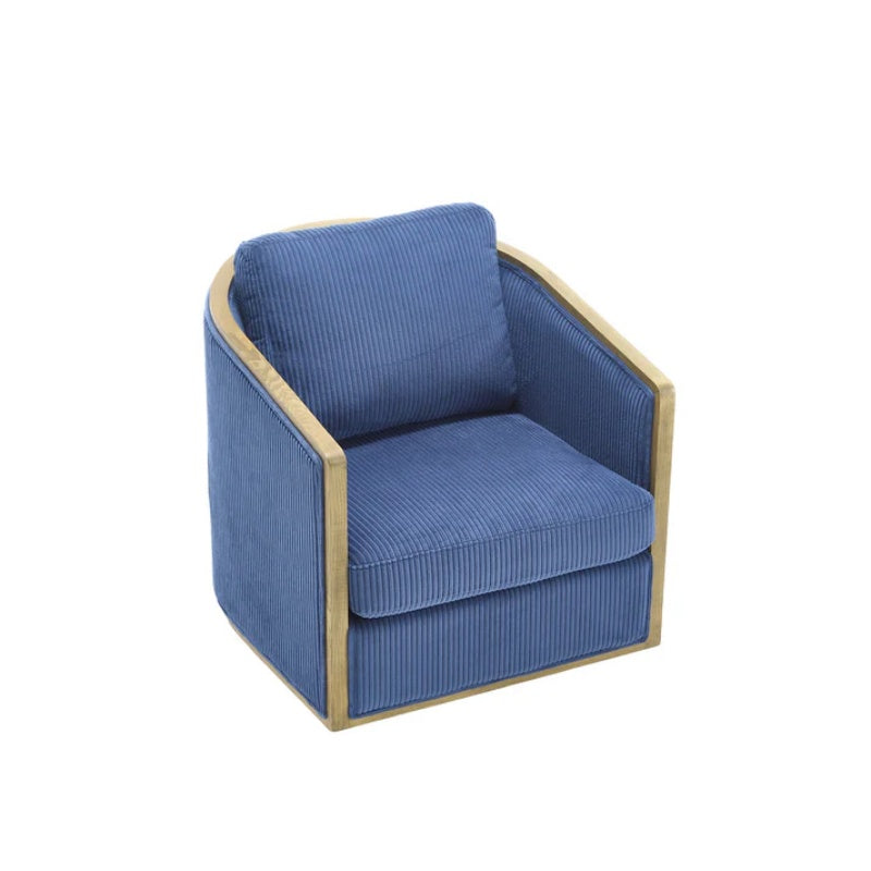 Navy Corduroy Swivel Barrel Chair, Comfortable Accent Sofa with 360 Degree Swivel for Living Room, Nursery, Office-海智集-Default-