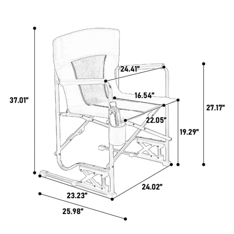 Outdoor Freestyle Rocker Camping Chair Portable Folding Rocking Chair with Solid, Durable Armrests, Drink Holder & Comfortable Backrest -Grey-海智集-Default-