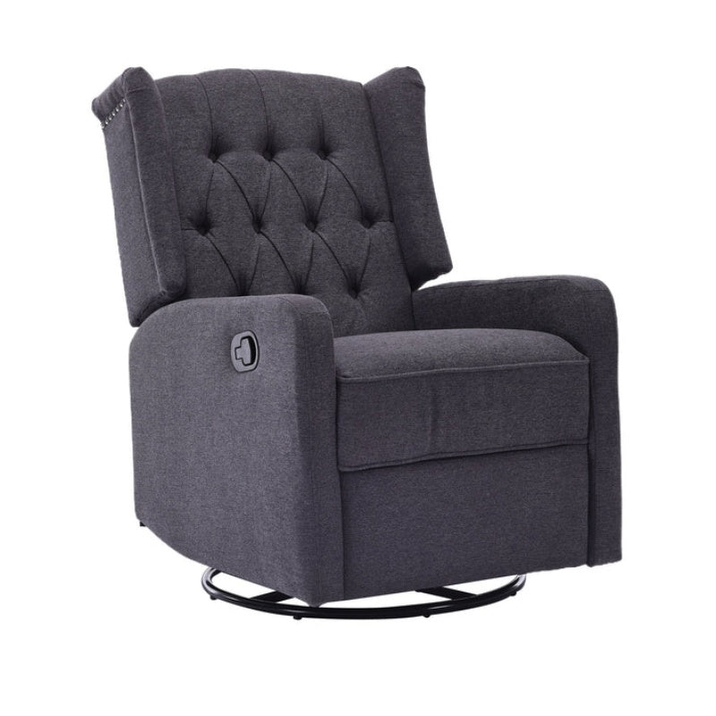 COOLMORE Rocking Recliner Chair,360 Degree Swivel Nursery Rocking Chair,Glider Chair,Modern Small Rocking Swivel Recliner Chair for Bedroom,Living Room Chair Home Theater Seat (Dark Gray)-海智集-Default-