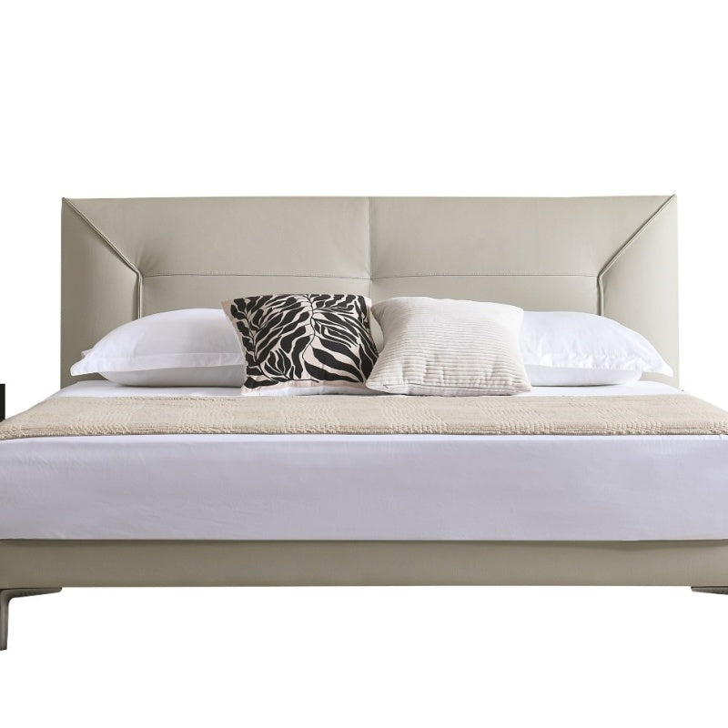 The Perfect Blend of Style & Comfort: Italian Light Luxury Leather Bed-海智集-