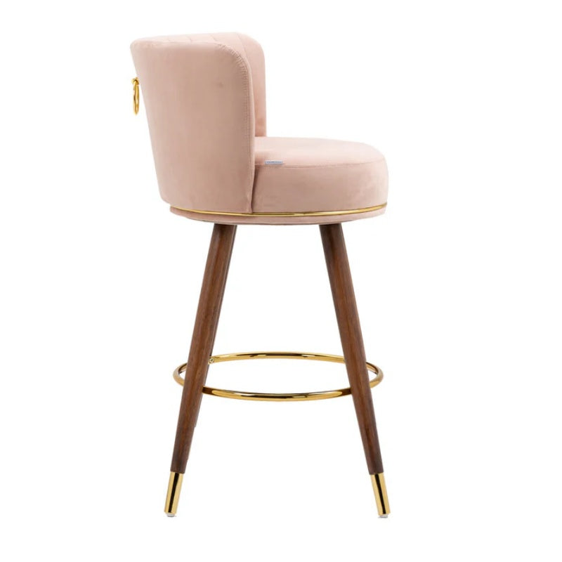 COOLMORE Counter Height Bar Stools Set of 2 for Kitchen Counter Solid Wood Legs with Fabric with a fixed height of 360 degrees-海智集-Default-