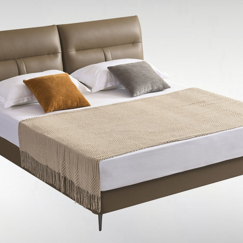 Capri Luxury Adjustable Bed - Italian Full-Grain Leather & Smart Sleep Settings-海智集-