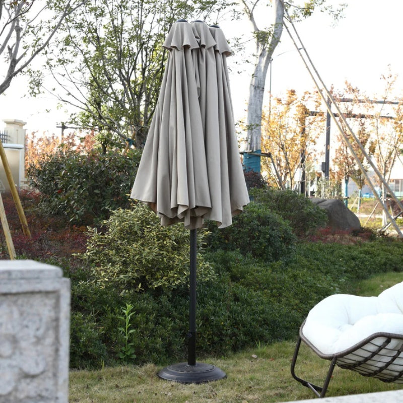 14.8 Ft Double Sided Outdoor Umbrella Rectangular Large with Crank ( khaki )(No Base)-海智集-Default-