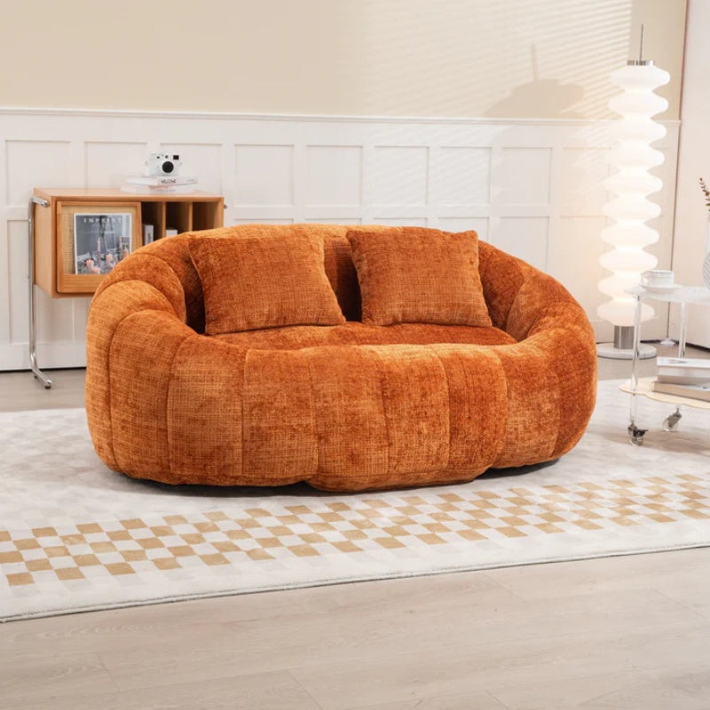 Durable Comfort High Back Bean Bag Sofa Lounger for Adults and Kids, Indoor & Outdoor, Orange Chenille-海智集-Default-