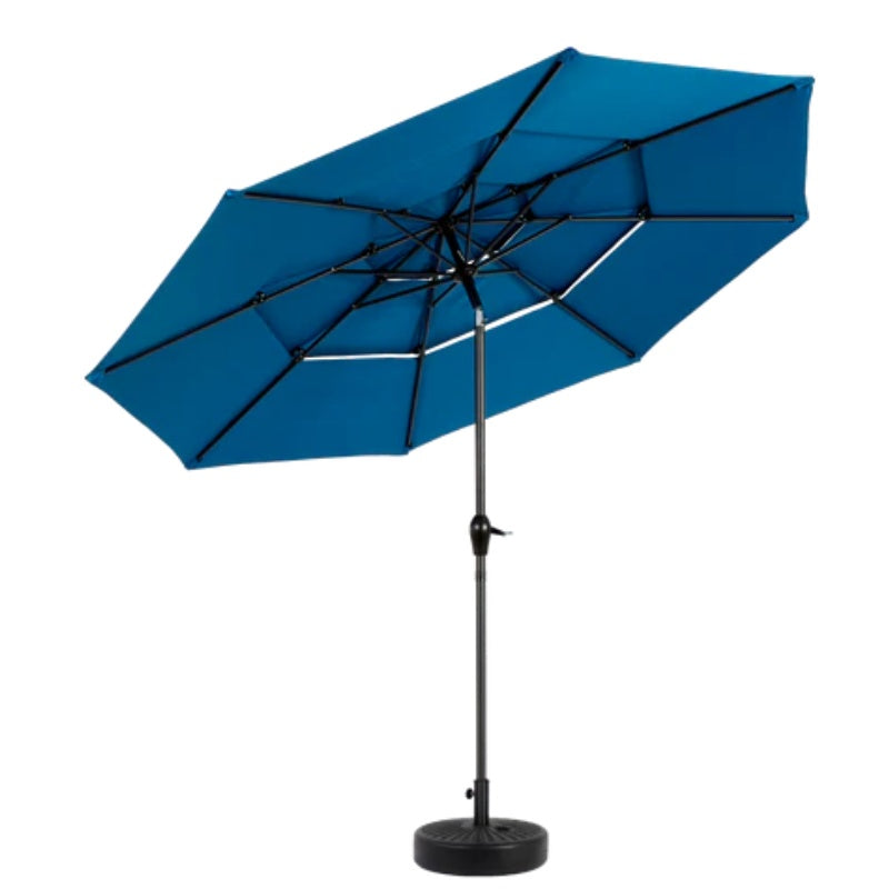 Aluminium 10ft 3 Tier Auto-tilt Umbrella ,Outdoor Patio Umbrella - Market Table Pool Deck Umbrella (Base Not Included) - ( Dark blue )-海智集-Default-