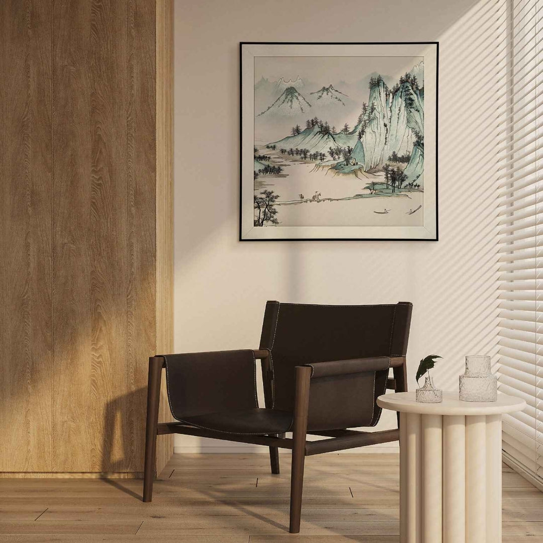 Decorative Art - Living Room & Bedroom Decor - Faux Silk Fabric with Suzhou Embroidery Travels in Cloud-Mantled Mountains-海智集-