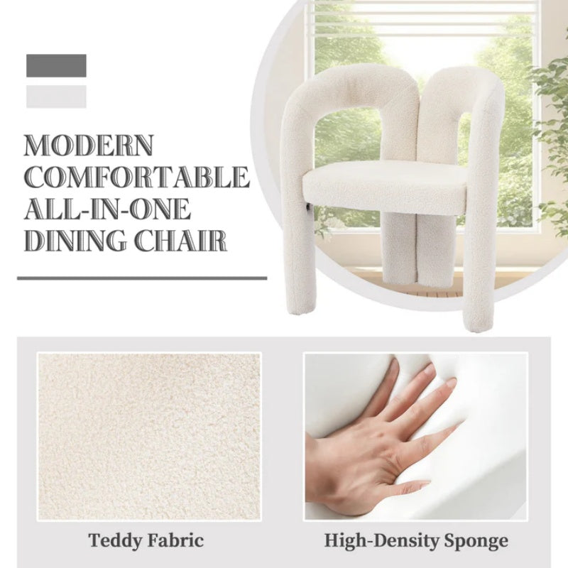COOLMORE Contemporary Designed Velvet Fabric Upholstered Accent/Dining Chair Beige Teddy Armchair Set of 2-海智集-Default-