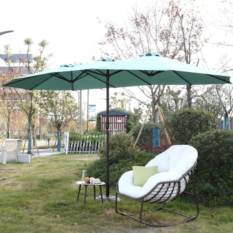 14.8 Ft Double Sided Outdoor Umbrella Rectangular Large with Crank ( Light green )(No Base)-海智集-Default-