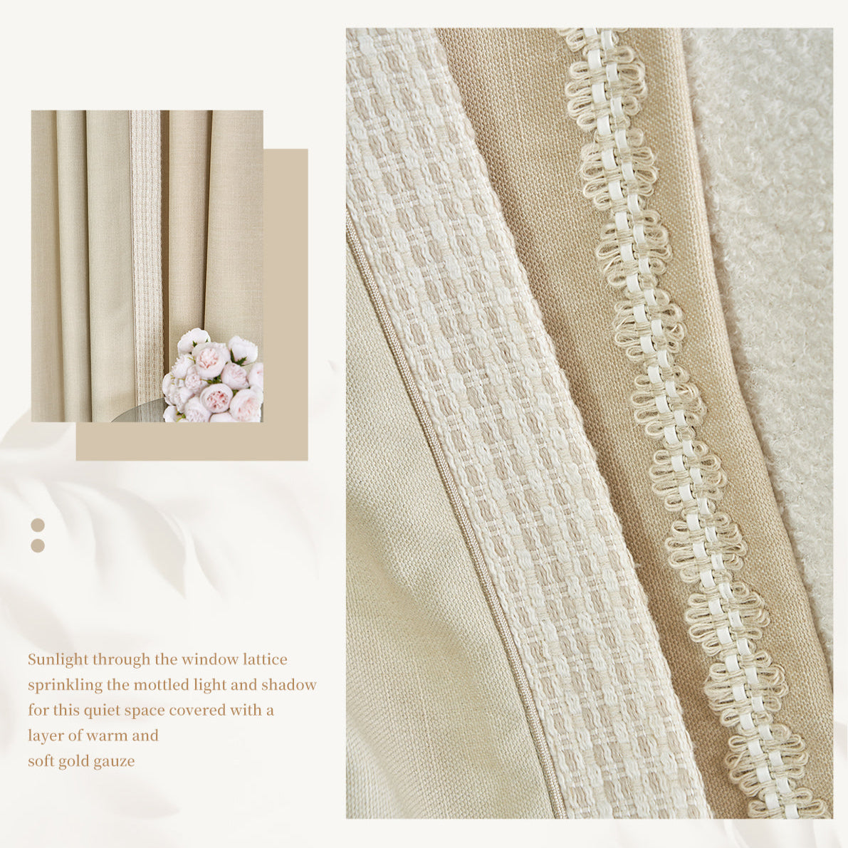 Cream Wabi-sabi Curtains:offer an exceptional drape, providing a beautiful flowing effect that effortlessly elevates the ambiance of any room-海智集-