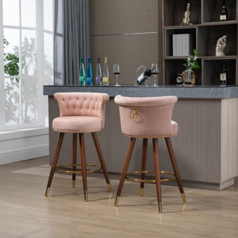 COOLMORE Swivel Bar Stools with Backrest Footrest ,with a fixed height of 360 degrees-海智集-Default-