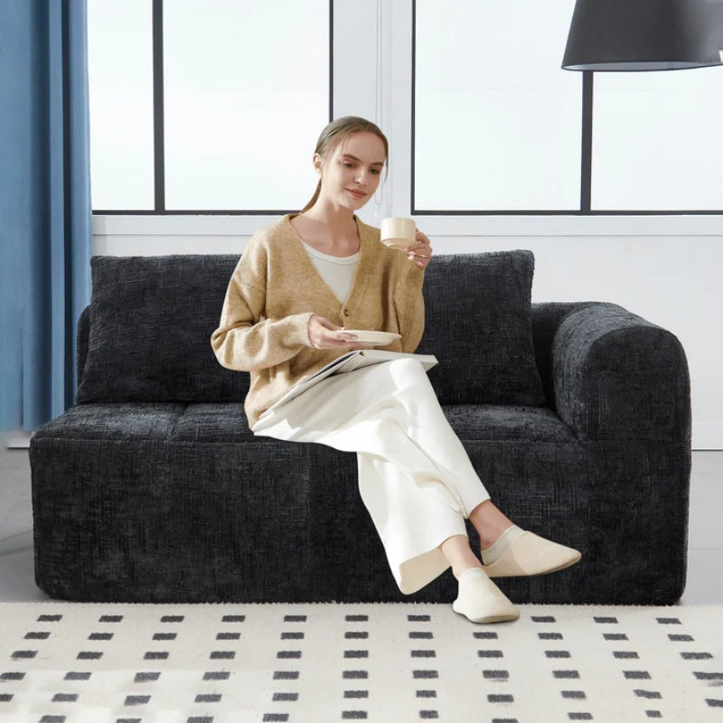 UNITED WE WIN Chenille Loveseat Sofa,Minimalist Modular Couches Sleeper for Living Room Bedroom Apartment Lounge-海智集-Default-
