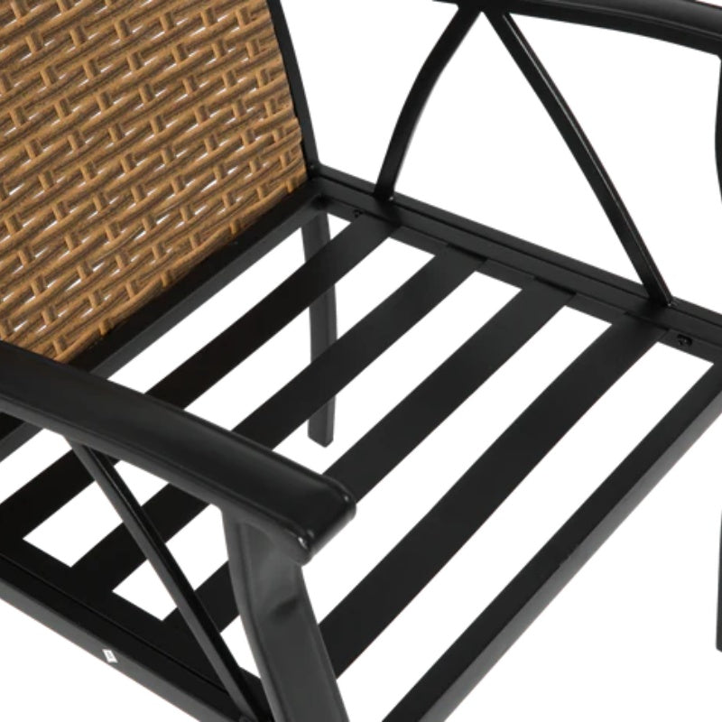 7 Piece Patio Dining Set ,Outdoor Wicker Furniture Set for Backyard Garden Deck Poolside with 2 Cushions Swivel Rocker Chairs,4 Cushions chairs,Table Top, Removable Cushions-海智集-Default-