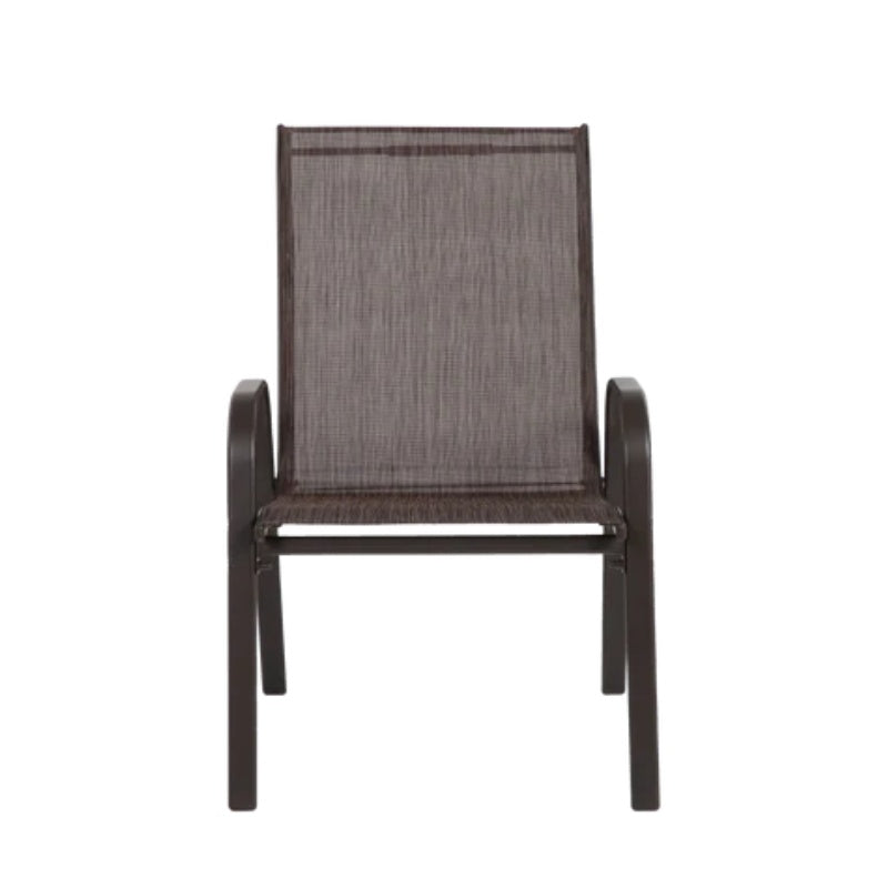 4 Piece Patio Chairs, Outdoor Camping Chairs with Breathable Textilene Fabric, Set of 2 Garden Chairs with Armrest High Backrest for Garden Patio Pool Beach Yard Space Saving ( Brown)-海智集-Default-