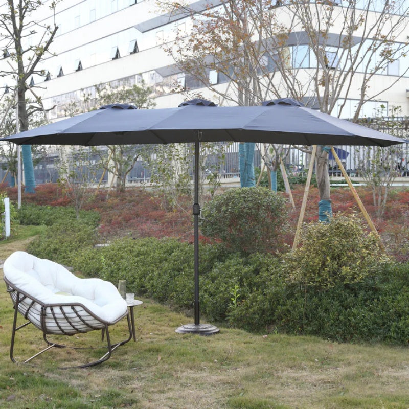 14.8 Ft Double Sided Outdoor Umbrella Rectangular Large with Crank ( Navy blue )(No Base)-海智集-Default-