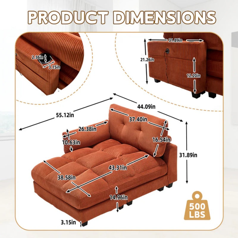 UNITED WE WIN Sleeper Sofa Couch Bed,Oversized Chaise Lounge Chair Cozy Cloud Couch-海智集-Default-